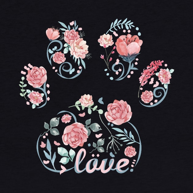 T Shirt dog paw ladies heart by avshirtnation